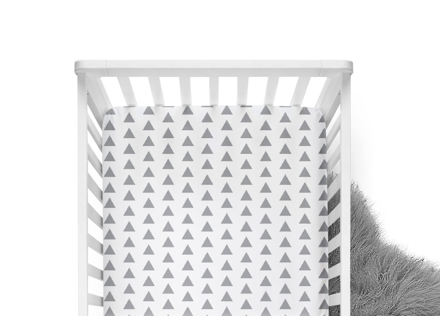 Fitted Crib Sheet Grey Triangles on White Grey Crib Sheet Etsy