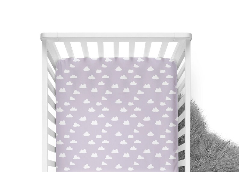 Fitted Crib Sheet Lavender Clouds Lavender Crib Sheet Cloud Etsy