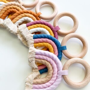 Baby Boho Rainbow Teether Wooden Ring Teether Neutral Baby Gift Baby Toy Girl Baby Gift Boy Teether Girl Teether-Neutral Teether image 8