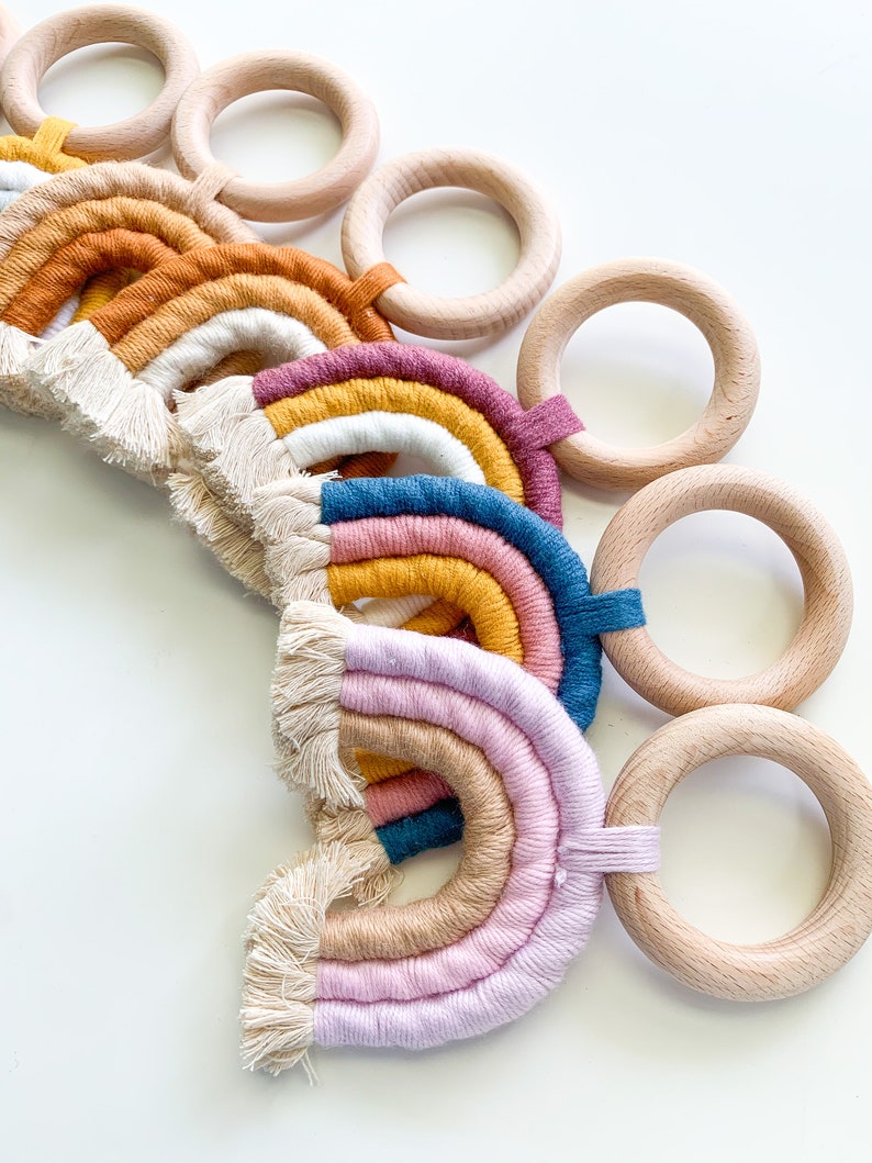 Baby Boho Rainbow Teether Wooden Ring Teether Neutral Baby Gift Baby Toy Girl Baby Gift Boy Teether Girl Teether-Neutral Teether image 8