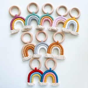 Baby Boho Rainbow Teether Wooden Ring Teether Neutral Baby Gift Baby Toy Girl Baby Gift Boy Teether Girl Teether-Neutral Teether image 10