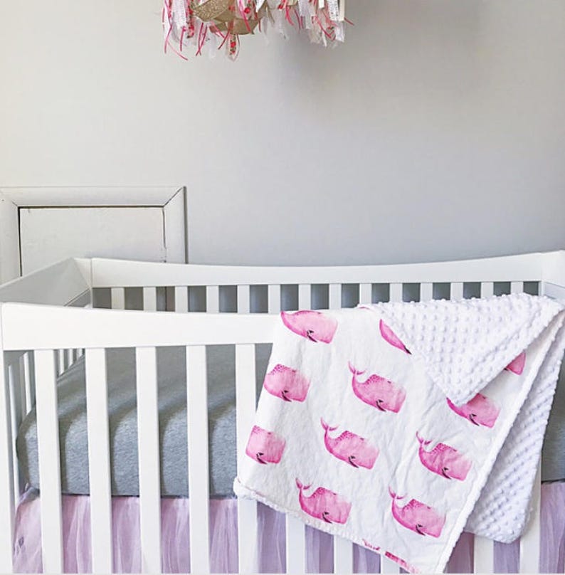 Custom Crib Blanket Choose Your Fabric Crib Blanket In Any Fabric Minky Blanket Faux Fur Blanket Baby Blanket Crib Quilt-Bedding image 3