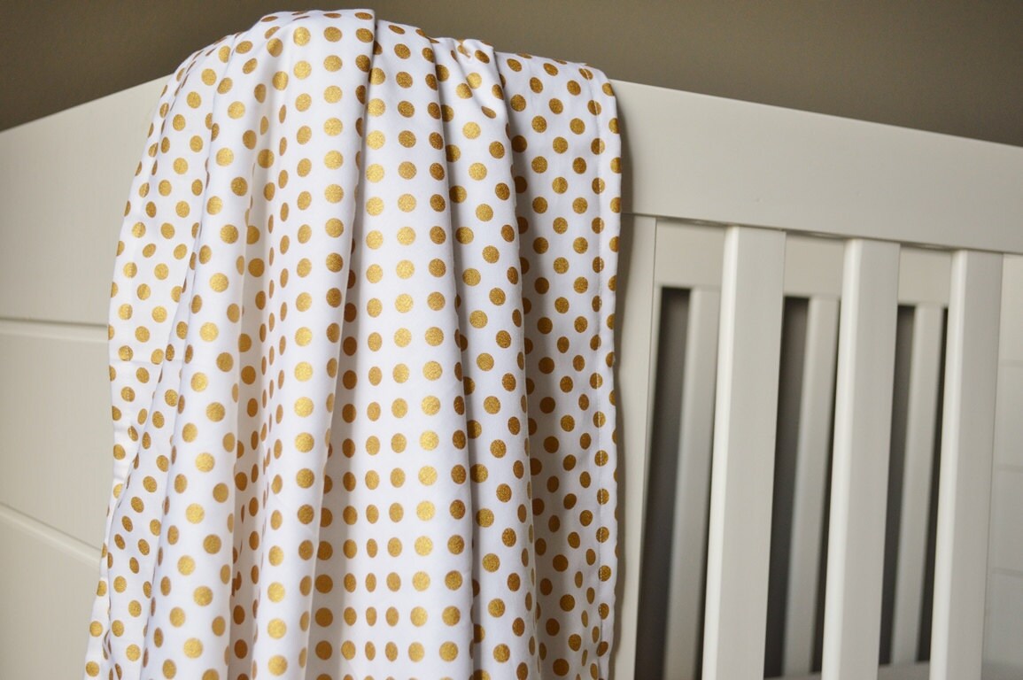 Crib Blanket Metallic Gold Dot Crib Blanket Baby Blanket Etsy