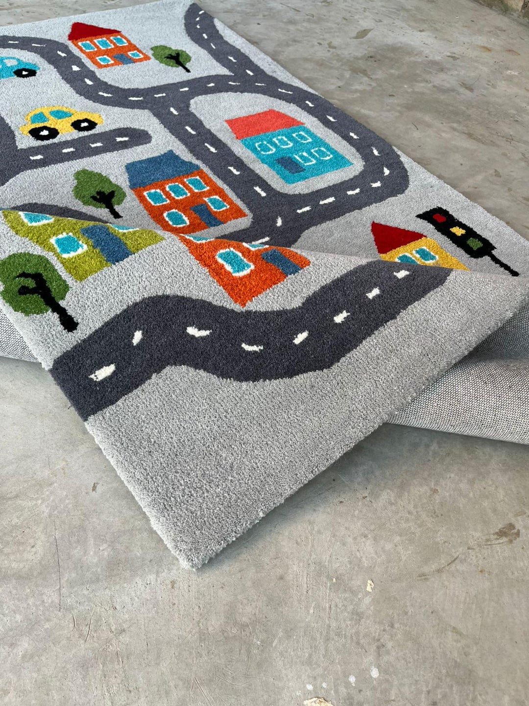 Handmade City Road Rug: Kids Play Mat - Etsy