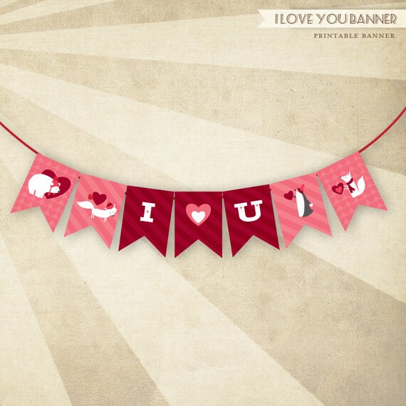 Items similar to PRINTABLE I Love You Banner - Valentine's Day - HWTM ...