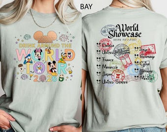 Epcot World Drink Around Tour 2026 Shirt, Mickey And Friends Drinking Team