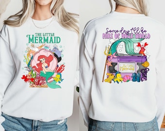 Retro Vintage Ariel The Little Mermaid Sweatshirt, Ariel Flounder Hoodie, Disney Princess Long Sleeve