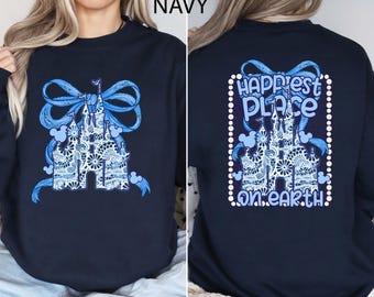 Happiest Place On Earth Coquette Sweatshirt, Family Matching, Disney Castle Hoodie