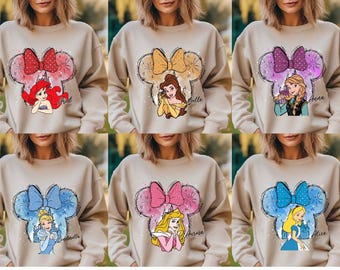 Sweat Princesse Disney, sweat à capuche Disneyworld voyage pour filles, manches longues assorties pour les vacances Disneyland