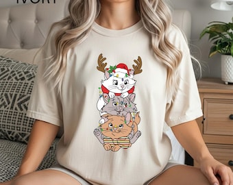 Disney The Aristocats Christmas Shirt, Marie Cat Xmas Party Tee, Disneyland Cats T-Shirt