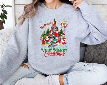 Sweat-shirt de Noël Disney, sweat à capuche Mickey et ses amis pour les vacances en famille