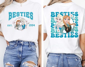 Camiseta de Elsa y Anna para niñas, camiseta personalizada de Frozen para niñas de Disney