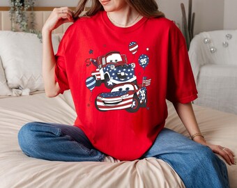 Disney Pixar Cars USA Flag Shirt, Tow Mater Lighting Mc Queen 4th Of July Shirt, USA 250th Anniversary T-shirt