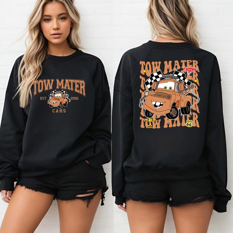 Tow Mater Sweatshirt, Disney Cars Hoodie, Radiator Springs WDW Cars Land Piston Cup Sweater, Disney Family Trip