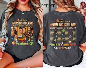 Camiseta de la gira de conciertos Disney Descendants Zombies Camp Rock Worlds Collide, camiseta del festival de música WDW 2026, camiseta de Descendants Zombies Camp Rock