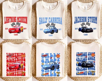 Camiseta de Cars de Disney, camiseta de Rayo McQueen de Pixar, camiseta de Mater, camiseta de Sally Carrera y Doc Hudson, viaje familiar a Disneyland, camisetas de regalo de WDW