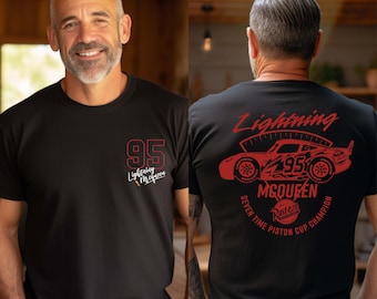 chemise Lightning Mcqueen vintage, dos numéro Lightning McQueen, chemise Cars Disney, chemise Car Pixar, Disney Cars Land, chemise couleurs confort