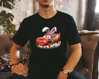 ライトニング・マックィーンのイースターシャツ、ディズニーのイースターエッグ・トリップTシャツ、ピクサーのカーズTシャツ
