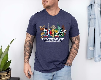 T-shirt Coupe du monde 2026, T-shirt familial assorti, T-shirt Canada Mexique États-Unis, Cadeau pour fan de football