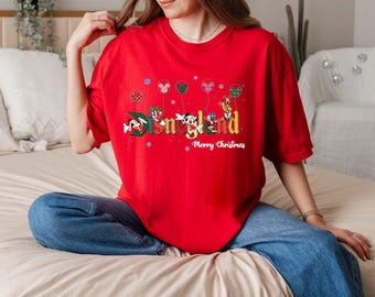 Chemise joyeux Noël Disneyland, t-shirt des Fêtes en famille Disney