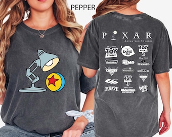 Retro shirt Disney Pixar-logo, T-shirt Disney Pixar Movies, Toy Story, Up, Monster INC, Cars, Incredible, T-shirt Pixar Fest