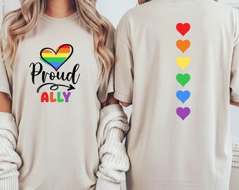 Proud Ally Rainbow Heart T-Shirt, LGBT Pride Clothing