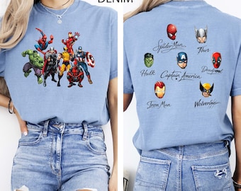 Shirt Avengers Characters Sign, Comfort Colors®-superheldenT-shirt, Avengers Matching T-shirt
