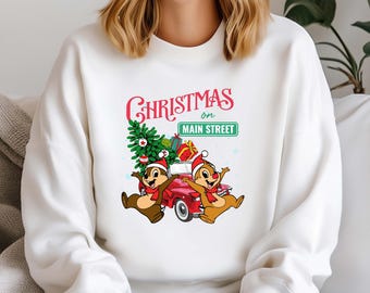 Chip And Dale Christmas Sweatshirt, Disney Matching Holiday Sweater, Cozy Xmas Lights Hoodie
