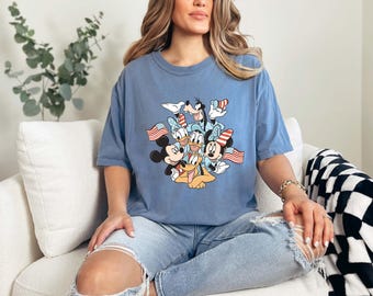 Mickey and Friends 4th July-T-shirt, VS 250-jarig jubileum Comfort Colors-shirt