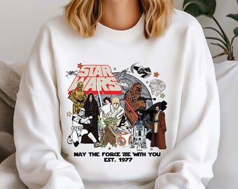 Vintage Star Wars Sweatshirt, May The Force Be With You, Est 1977