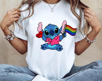 Disney Stitch Pride Flag Shirt, Disney LGBT Pride T-Shirt, Gender Equality Shirt, Pride Equal Rights Tee