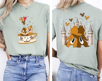 Chip and Dale dubbelzijdig shirt, Disney-paar shirt, Chip and Dale Balloons-T-shirt, Disney Matching Tee, Disneyland-shirt, Disney World-T-shirt