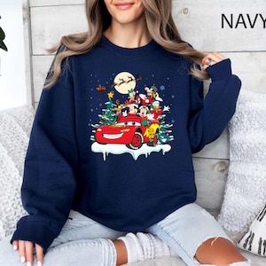 Disney Mickey And Lighting Mc Queen Christmas Sweatshirt, Disney Cars Xmas Party Hoodie