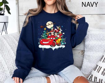 Disney Micky und Beleuchtung Mc Queen Weihnachten Sweatshirt, Disney Cars Xmas Party Hoodie
