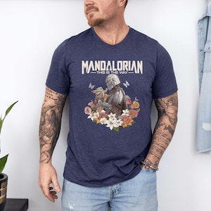 Retro Mandalorian Boba Fett And Baby Yoda Shirt, This Is The Way Tees, Grogu T-shirt, Vintage Star Wars Tee, Star Wars Fan