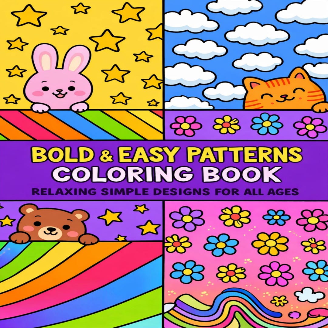 Bold & Easy Patterns Coloring Book | Simple Relaxing Designs | 12-page ...