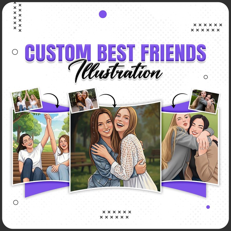 Custom Friends Cartoon Portrait | Personalized Digital Art Gift - Etsy