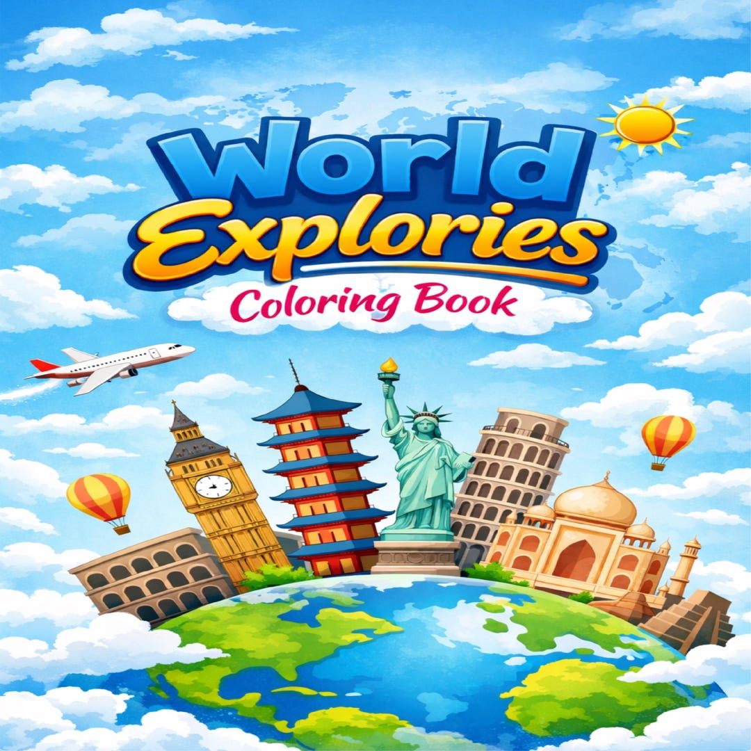 World Explorers Coloring Pages | Travel & Culture Coloring Book | 12 ...