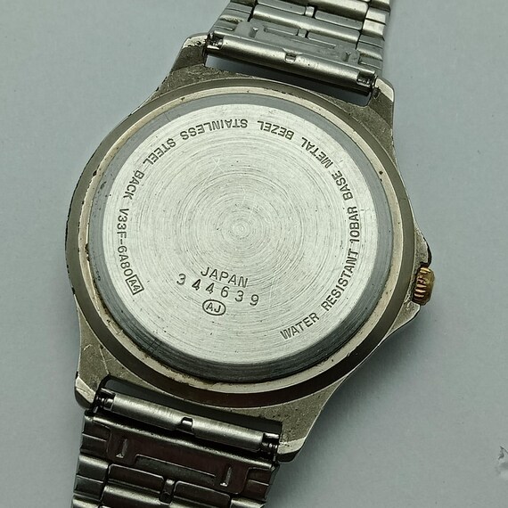 Seiko Alba Field Gear V33F-6A80 Moon Phase Quartz Vintage Men's