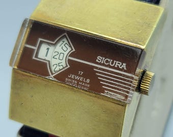 Sicura Jump hour Manual Winding Digital Vintage Unisex Watch