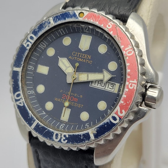 Citizen 4-824199 Pepsi Bezel 8200A Automatic Divers Men's Watch - Etsy