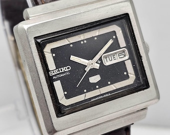 Seiko 5 Automatic 6309-5030 TV Shape Day/Date Vintage Herrklocka