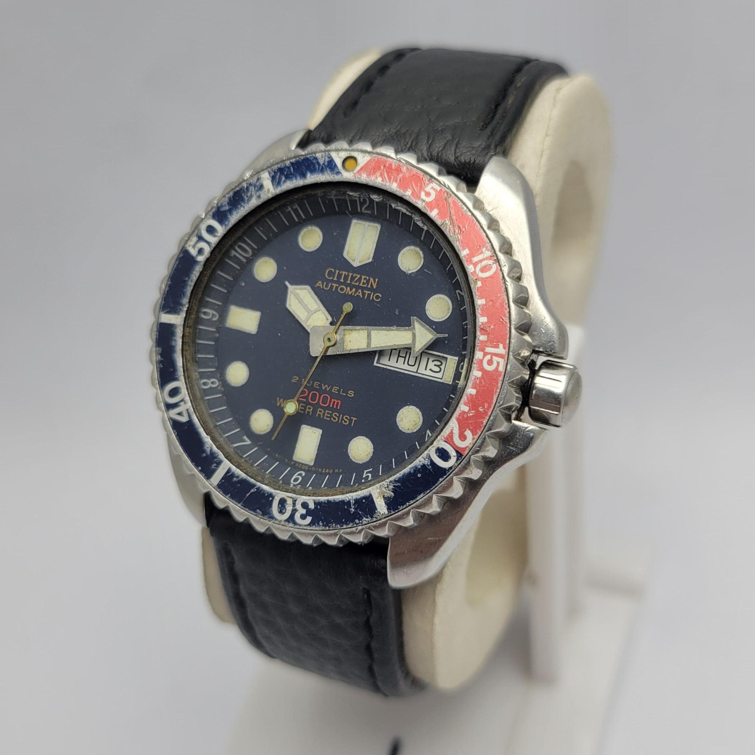 Citizen 4-824199 Pepsi Bezel 8200A Automatic Divers Men's Watch - Etsy