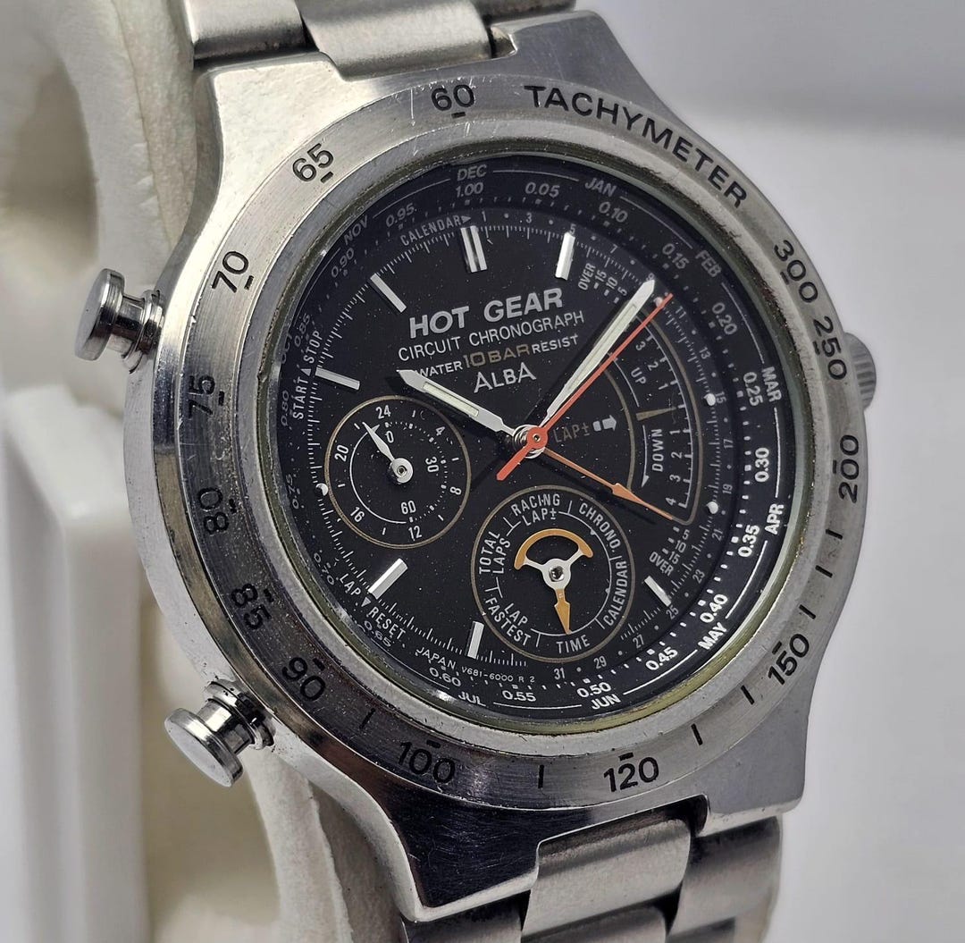 Seiko Alba Hot Gear V681-6000 Circuit Chronograph Quartz Vintage