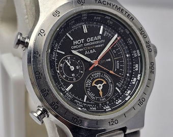 Seiko Alba Hot Gear V681-6000 Circuit Chronograph Quartz Vintage Men’s Watch