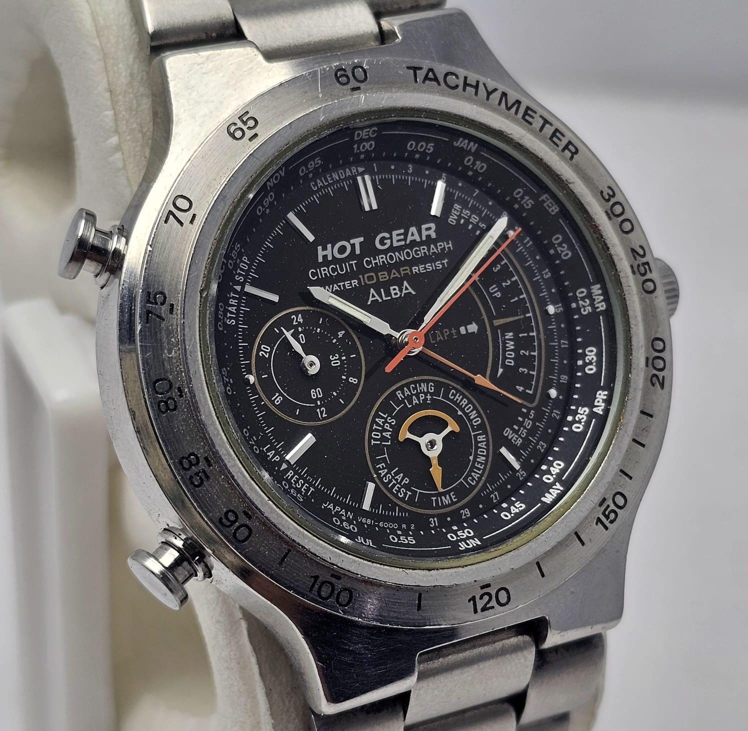 Seiko Alba Hot Gear V681-6000 Circuit Chronograph Quartz Vintage