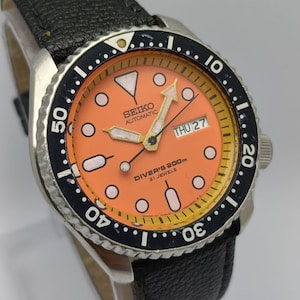Seiko 7S26-0020 Scuba Diver 200m Orange Dial Vintage Men's Watch