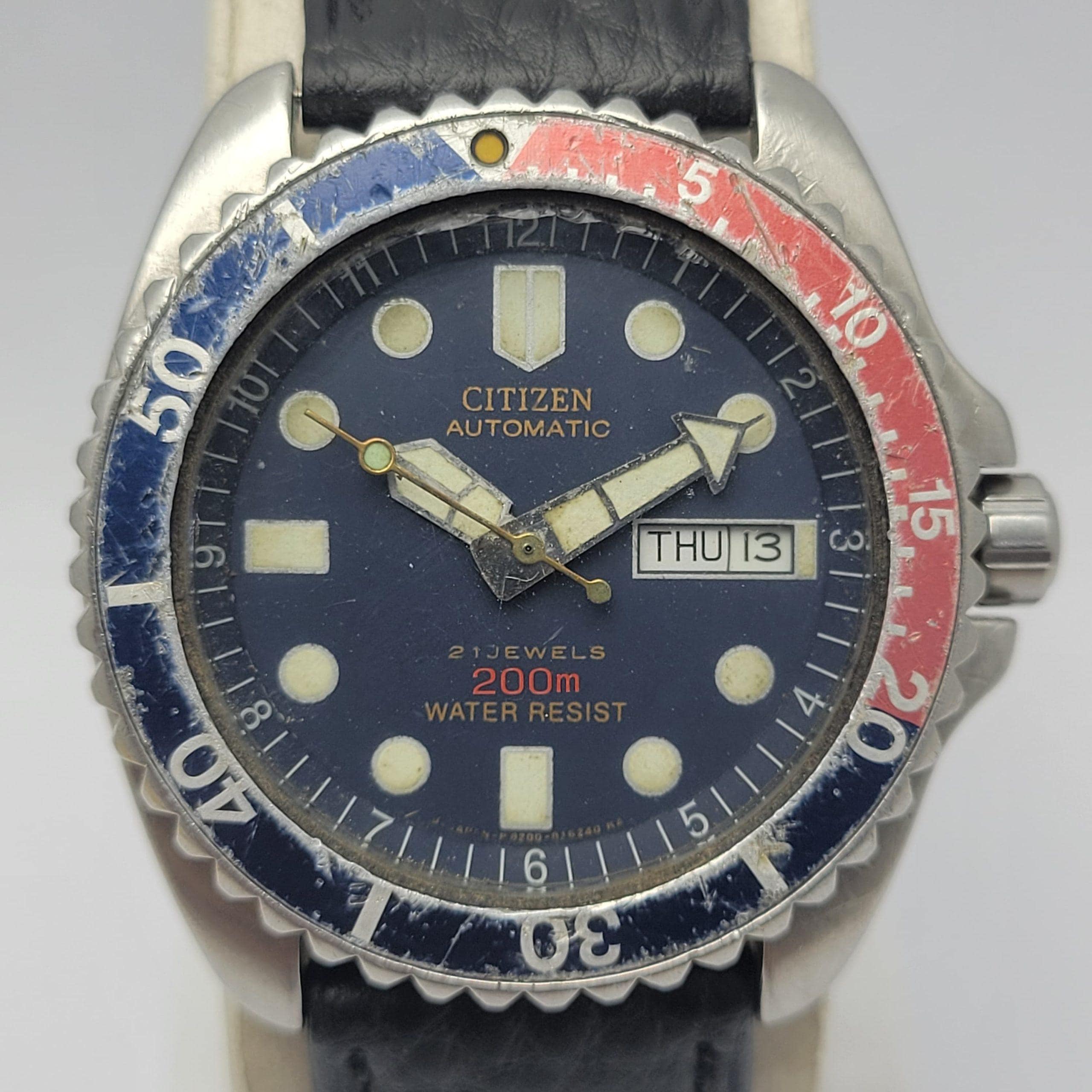 Citizen 4-824199 Pepsi Bezel 8200A Automatic Divers Men's Watch - Etsy