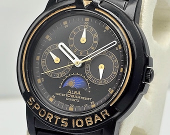 Seiko Alba Sports Moon-Phase V33F-7040 Vintage Men’s Watch