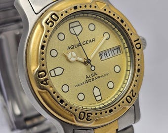 Seiko Alba Aqua Gear V348-6A30 Day/Date Quartz Vintage Men’s Watch